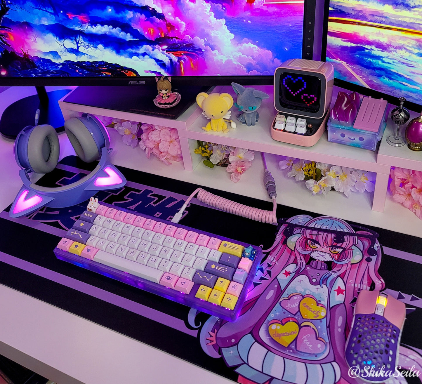 Anime Senpai Kawaii desk mat perfect for kawaii-themed workspaces or gaming setups
