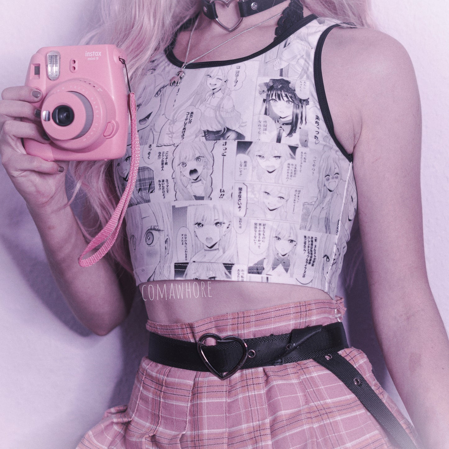 model wearing a Anime Manga Harajuku Kawaii clothing crop top