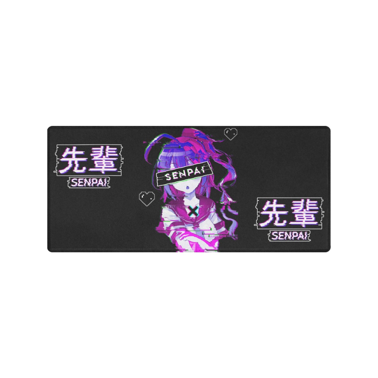 Black and Purple desk mat perfect for kawaii-themed workspaces or gaming setups
