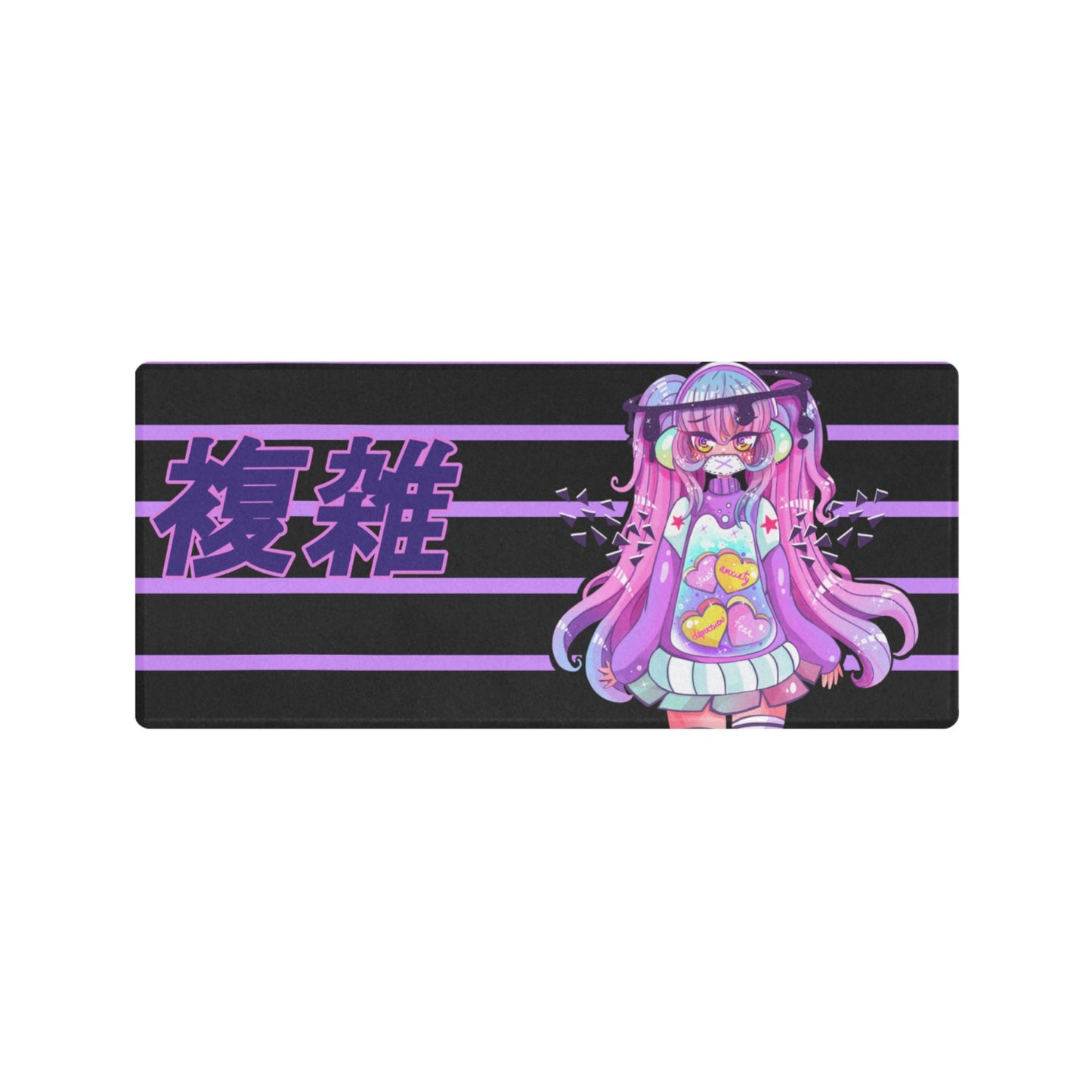 Anime Senpai Kawaii desk mat perfect for kawaii-themed workspaces or gaming setups