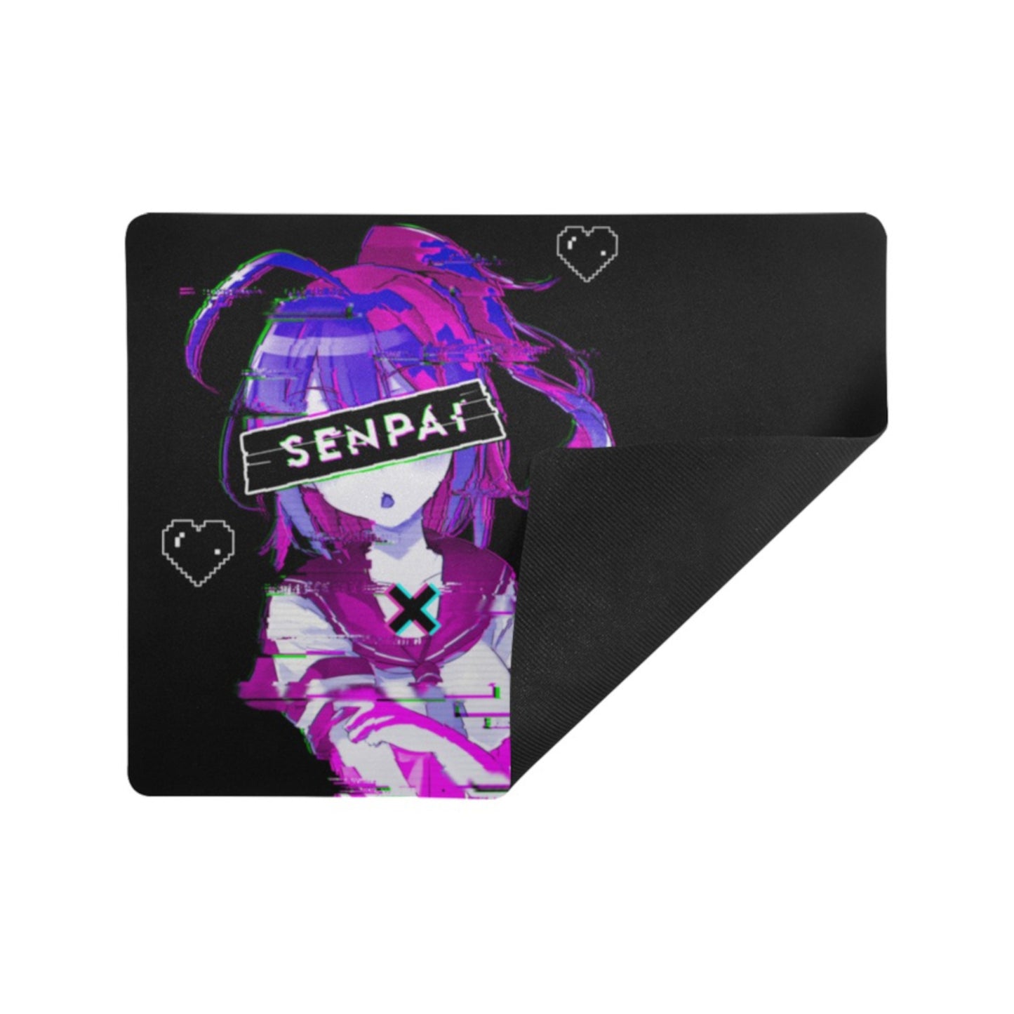 Black and Purple desk mat perfect for kawaii-themed workspaces or gaming setups