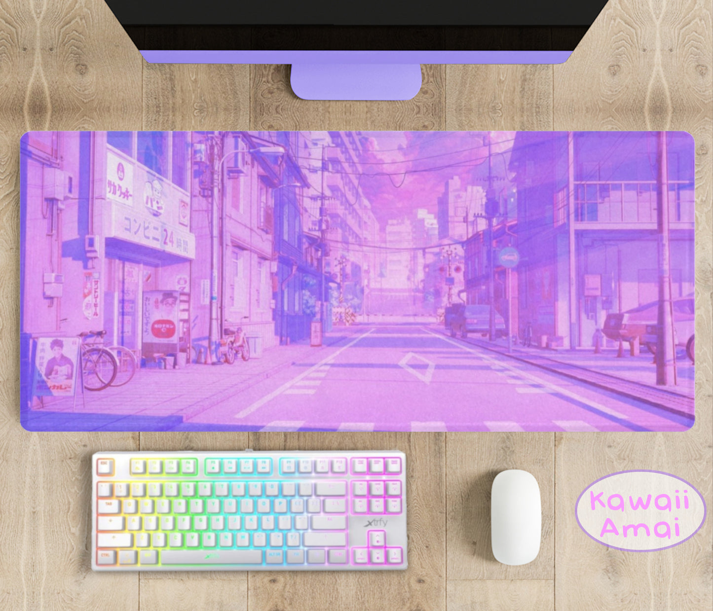 Cute and colorful desk mat perfect for kawaii-themed workspaces or gaming setups