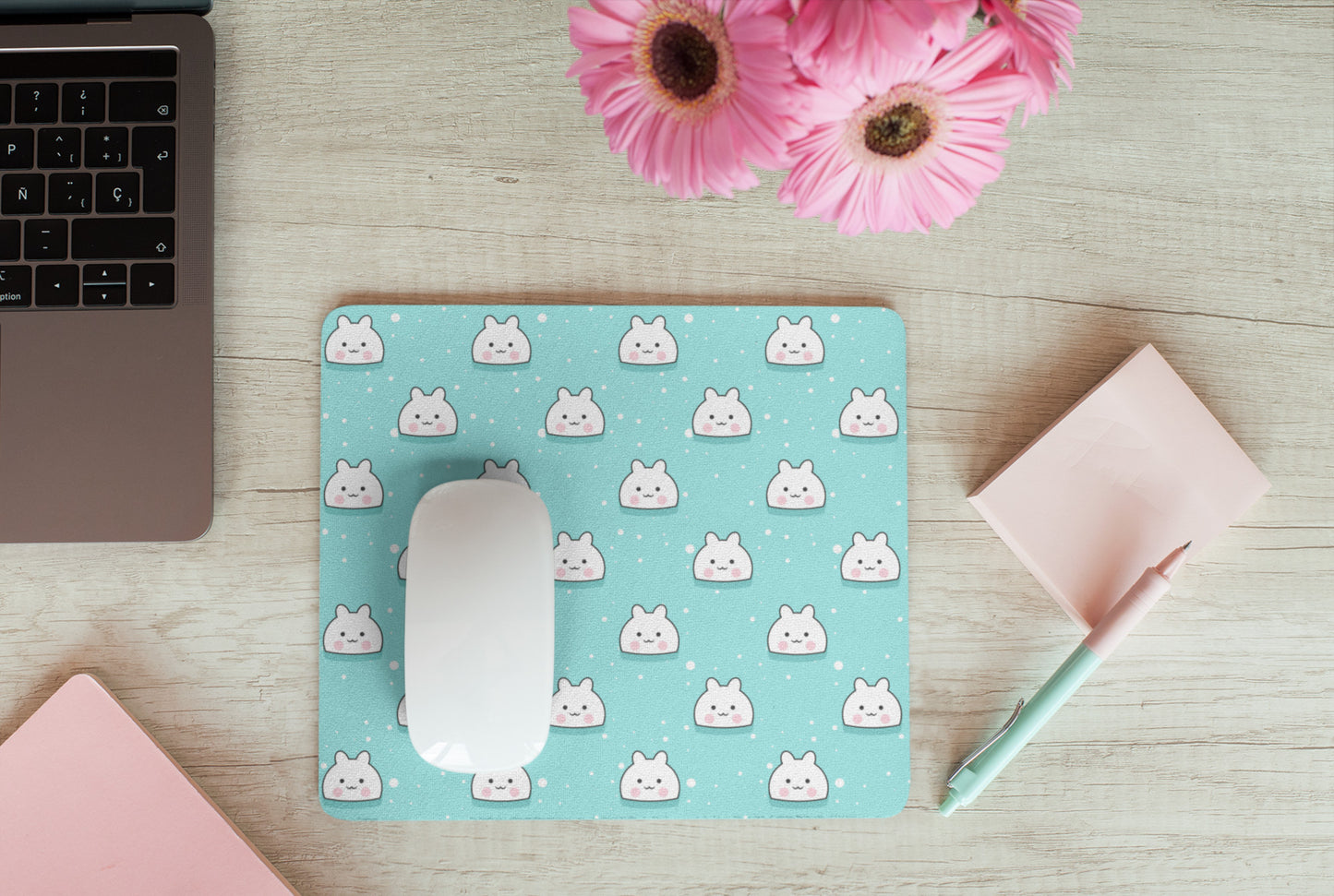 Cute and colorful desk mat perfect for kawaii-themed workspaces or gaming setups
