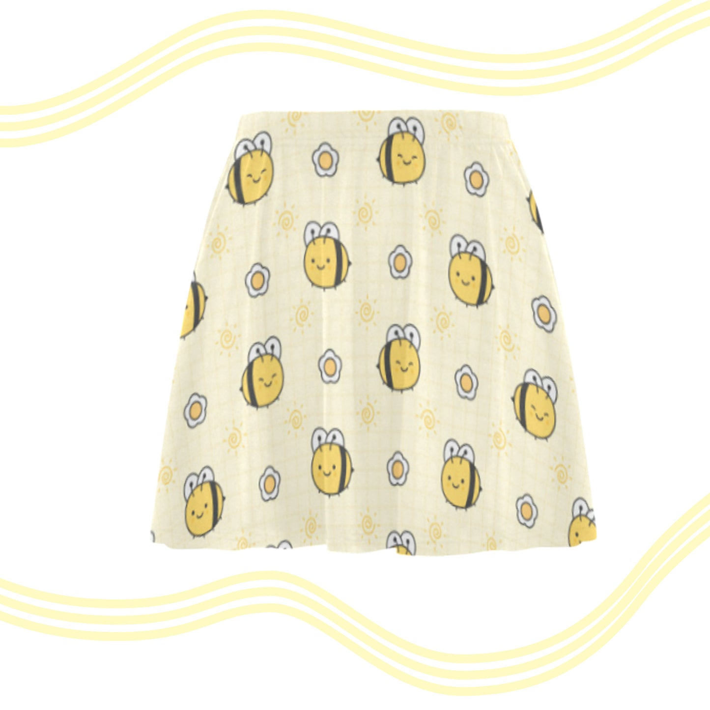 yellow pastel kawaii skirt displayed on clean white background