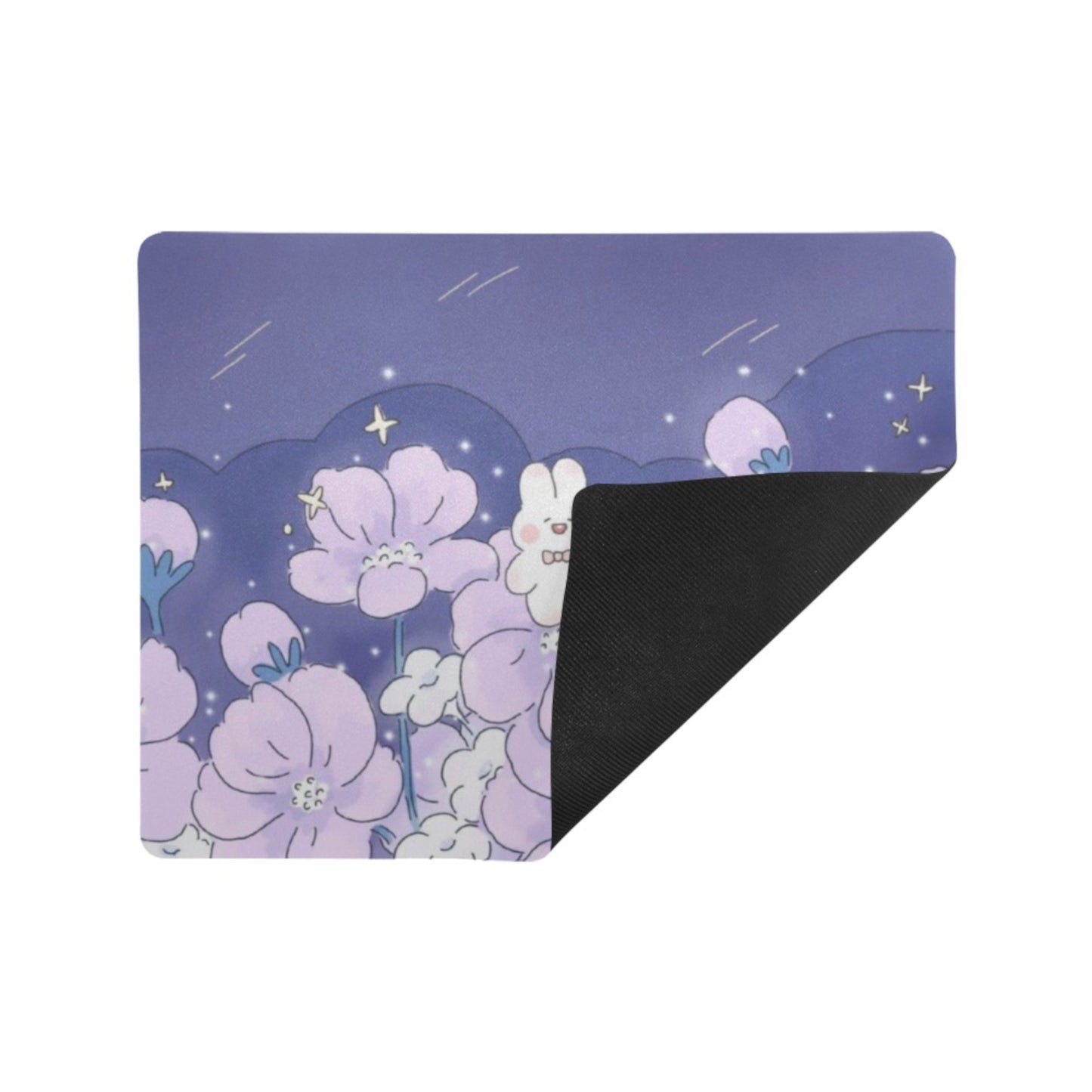 Pastel kawaii desk mat with charming motifs and cozy aesthetic