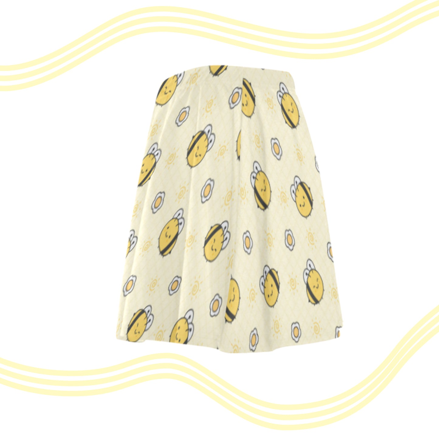 yellow pastel kawaii skirt displayed on clean white background