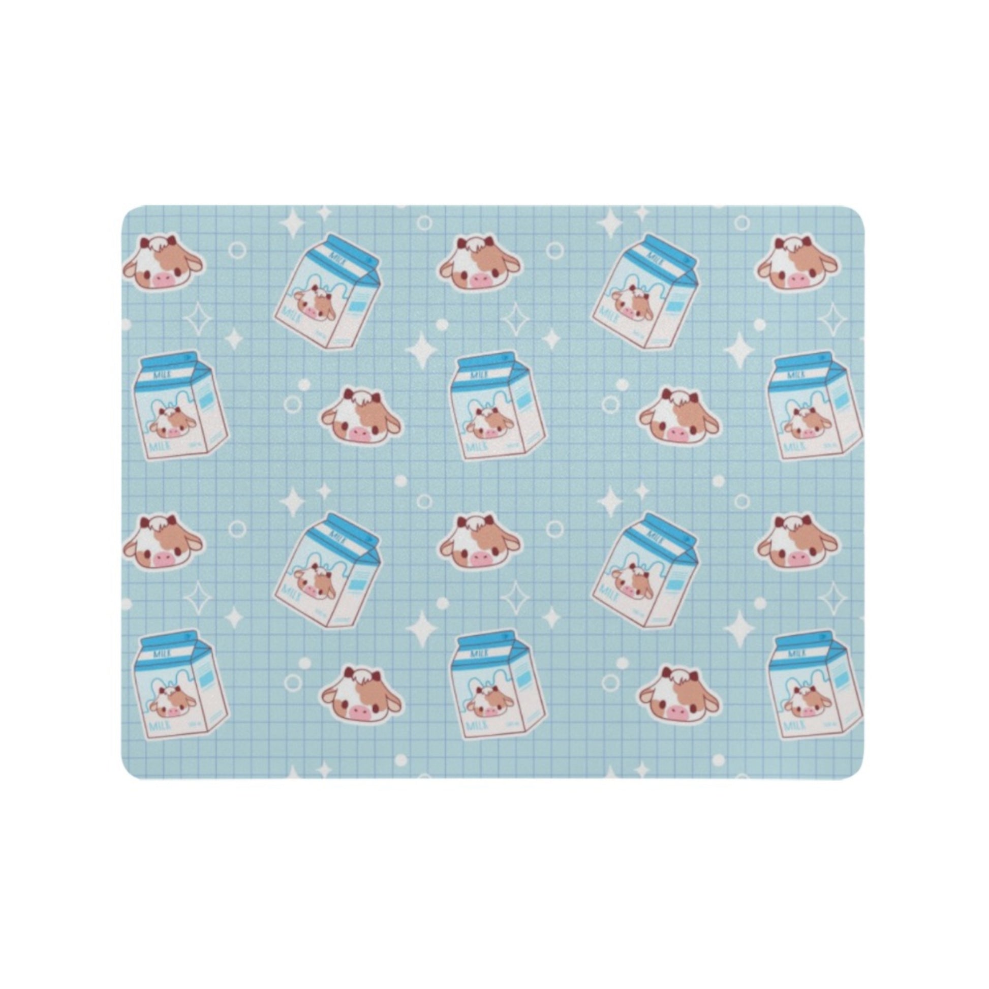 Soft kawaii desk mat with adorable cartoon design on a white background