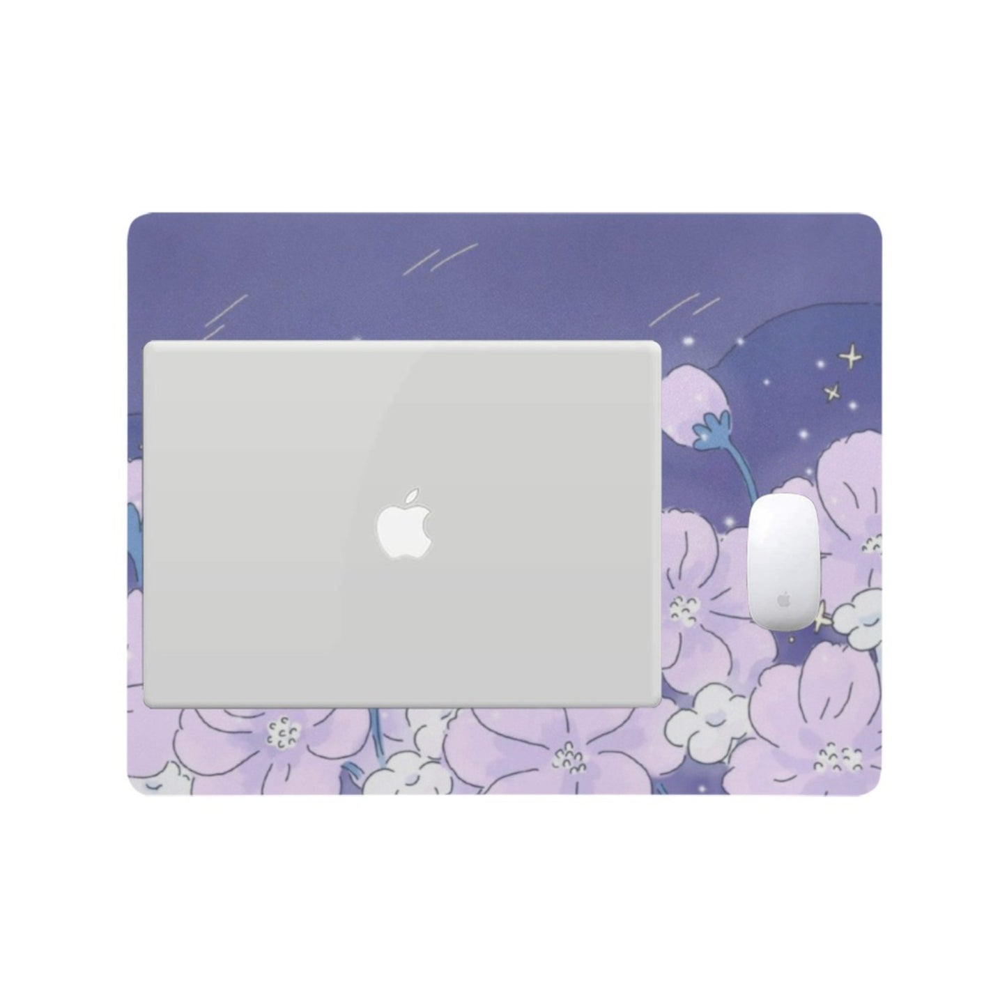 Pastel kawaii desk mat with charming motifs and cozy aesthetic