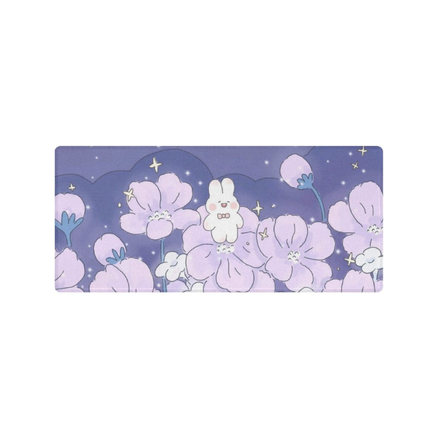 Pastel kawaii desk mat with charming motifs and cozy aesthetic