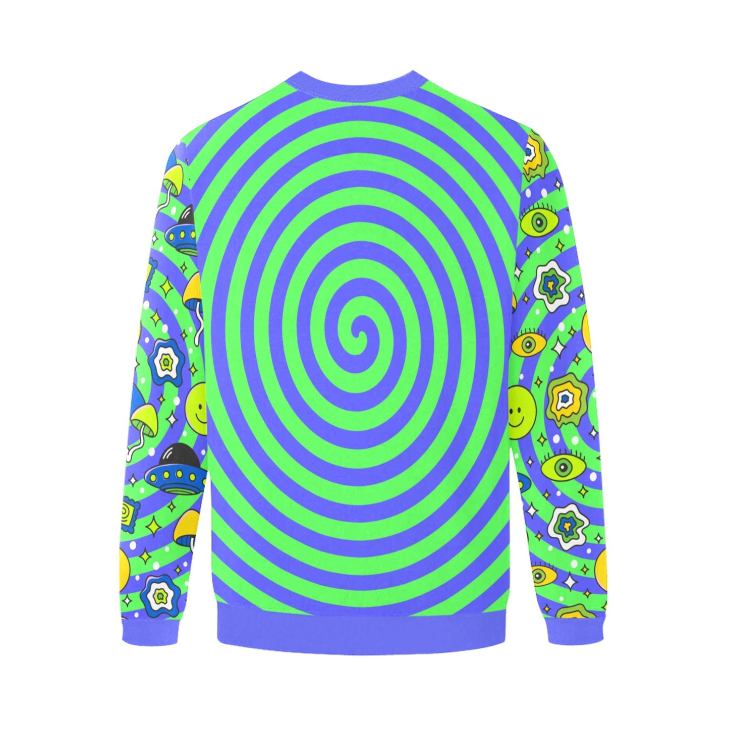back of Harajuku Kidcore Alien sweatshirt displayed on clean white background
