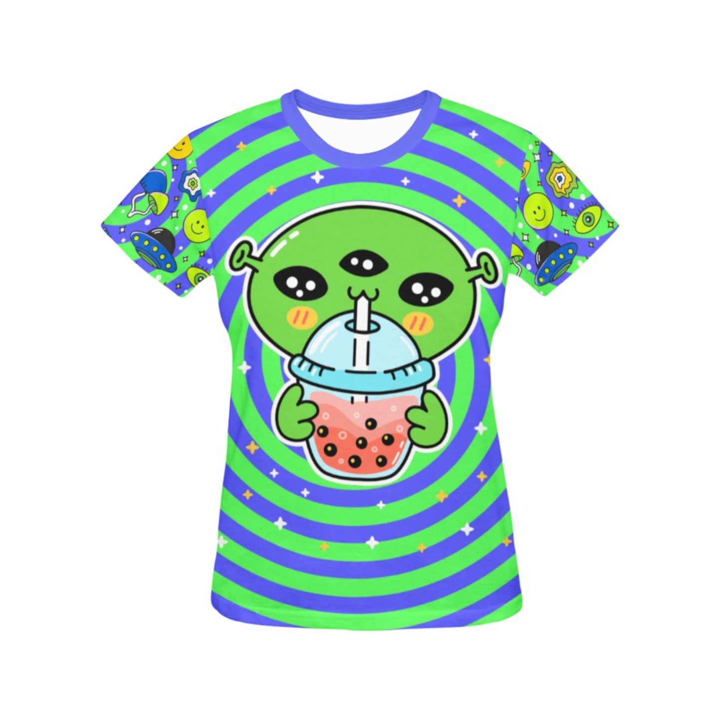 Harajuku Kidcore Alien t-shirt displayed on clean white background