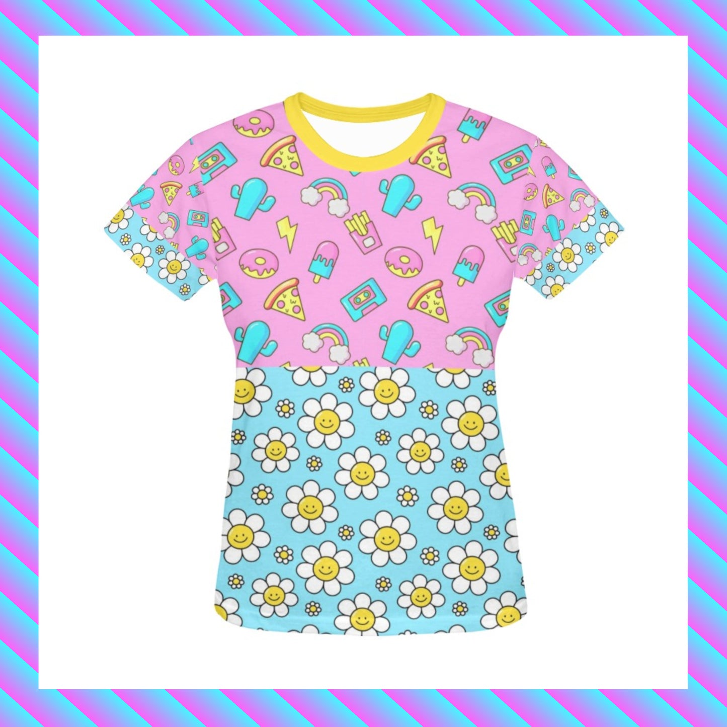 Harajuku Kidcore daisy t-shirt displayed on clean white background
