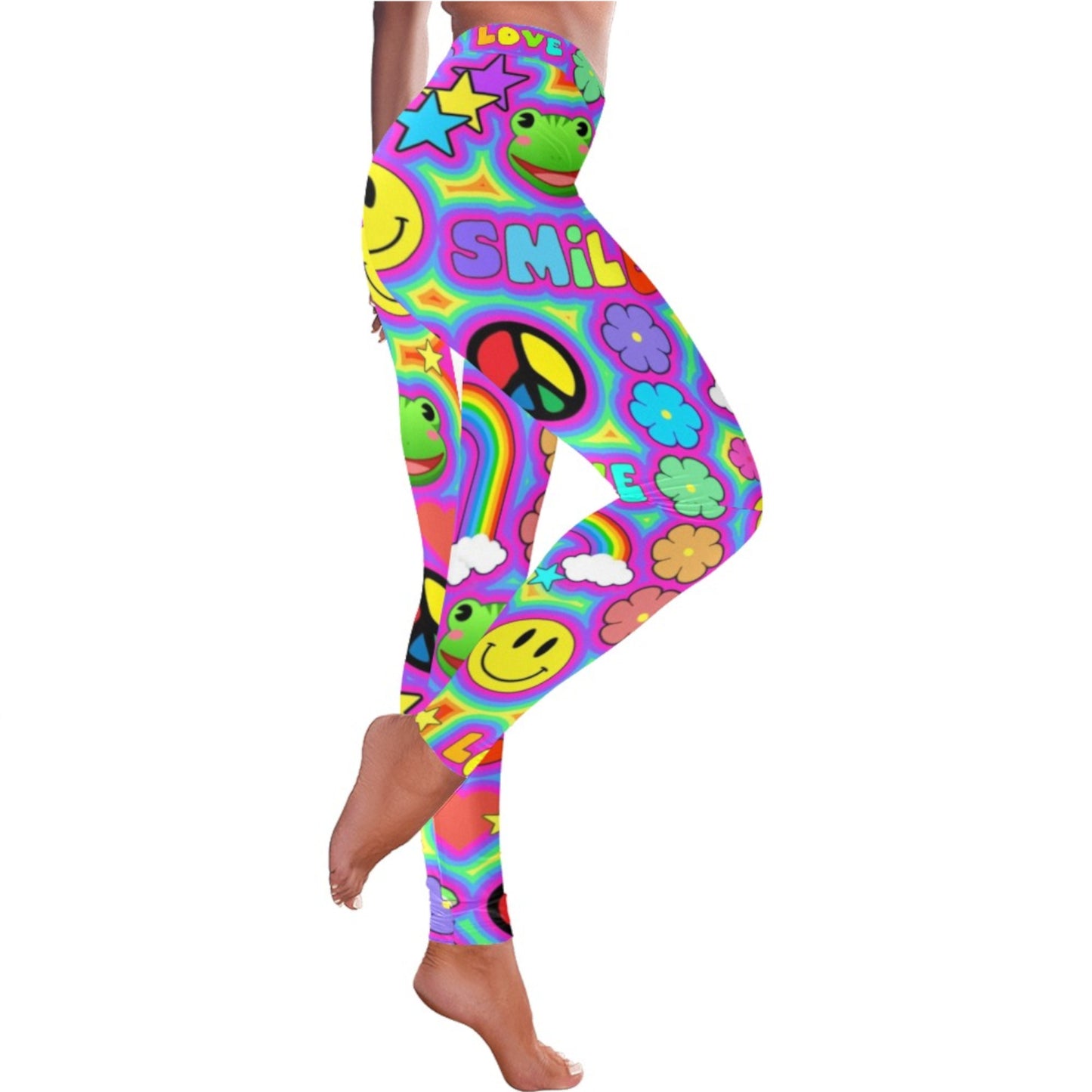 Harajuku Kidcore rainbow trippy Jogger Pants displayed on clean white background
