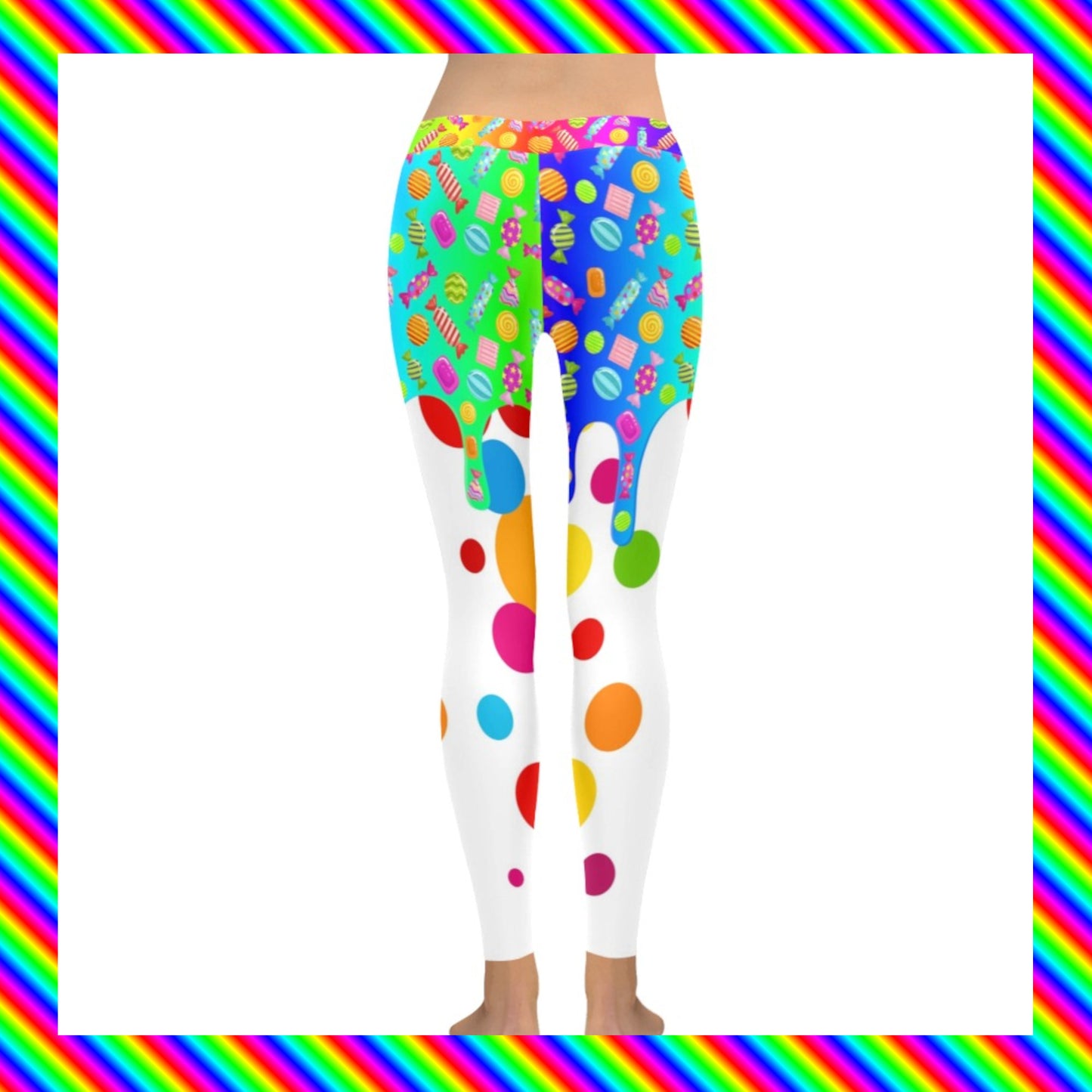 Harajuku Kidcore rainbowcore candyworld leggings displayed on clean white background