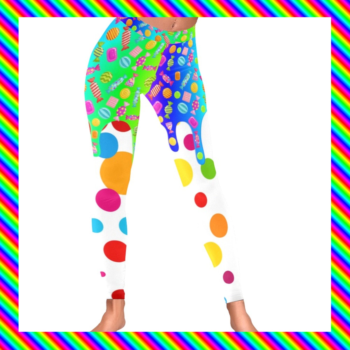 Harajuku Kidcore rainbowcore candyworld leggings displayed on clean white background