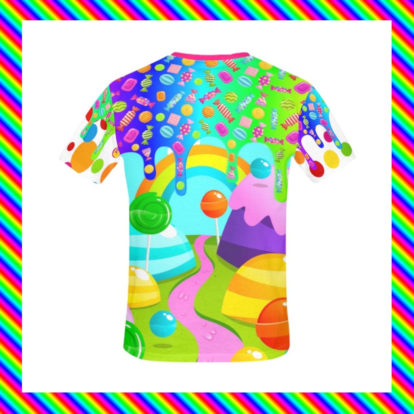 Harajuku t-shirt with candy print on white background