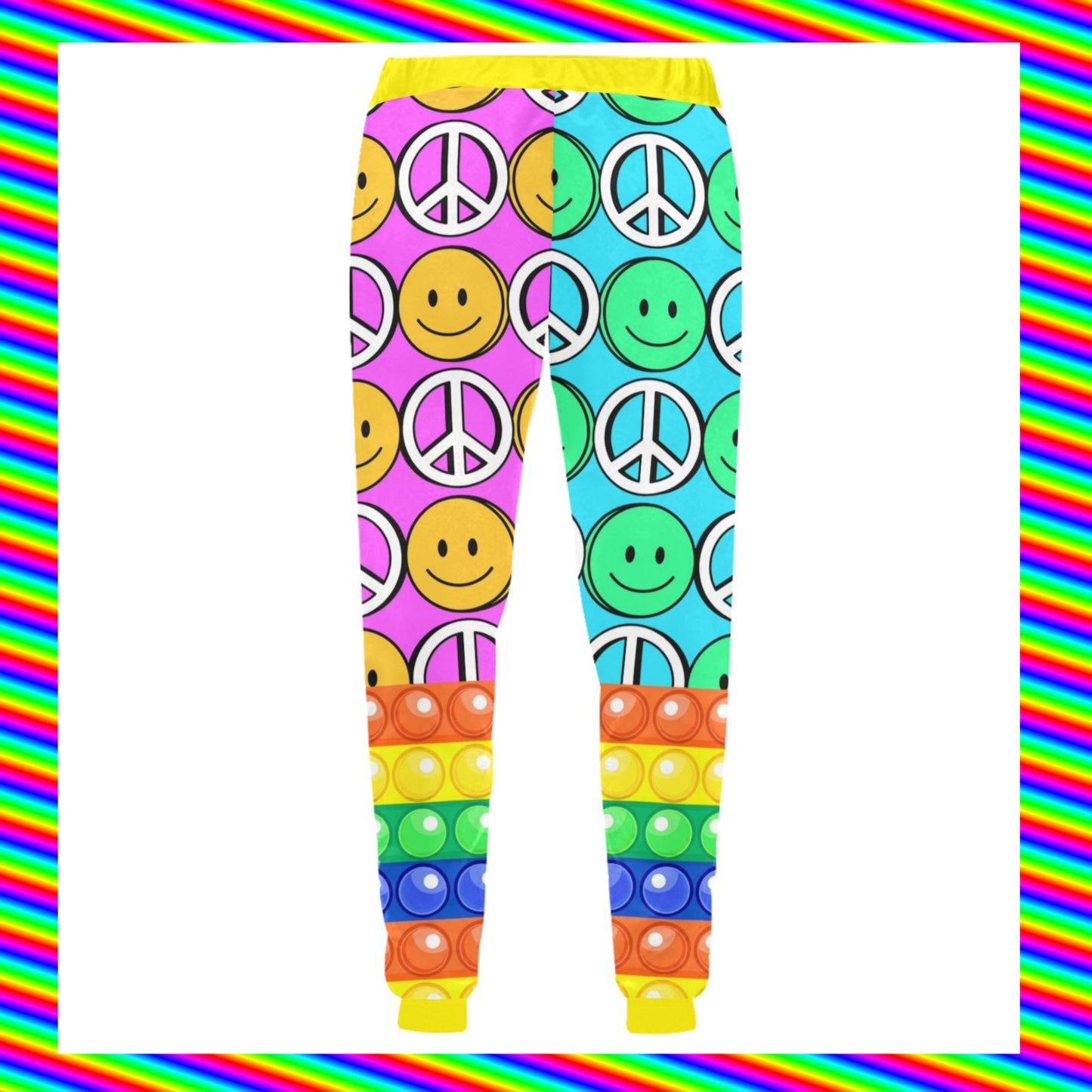 Harajuku Kidcore trippy smile pants displayed on clean white background
