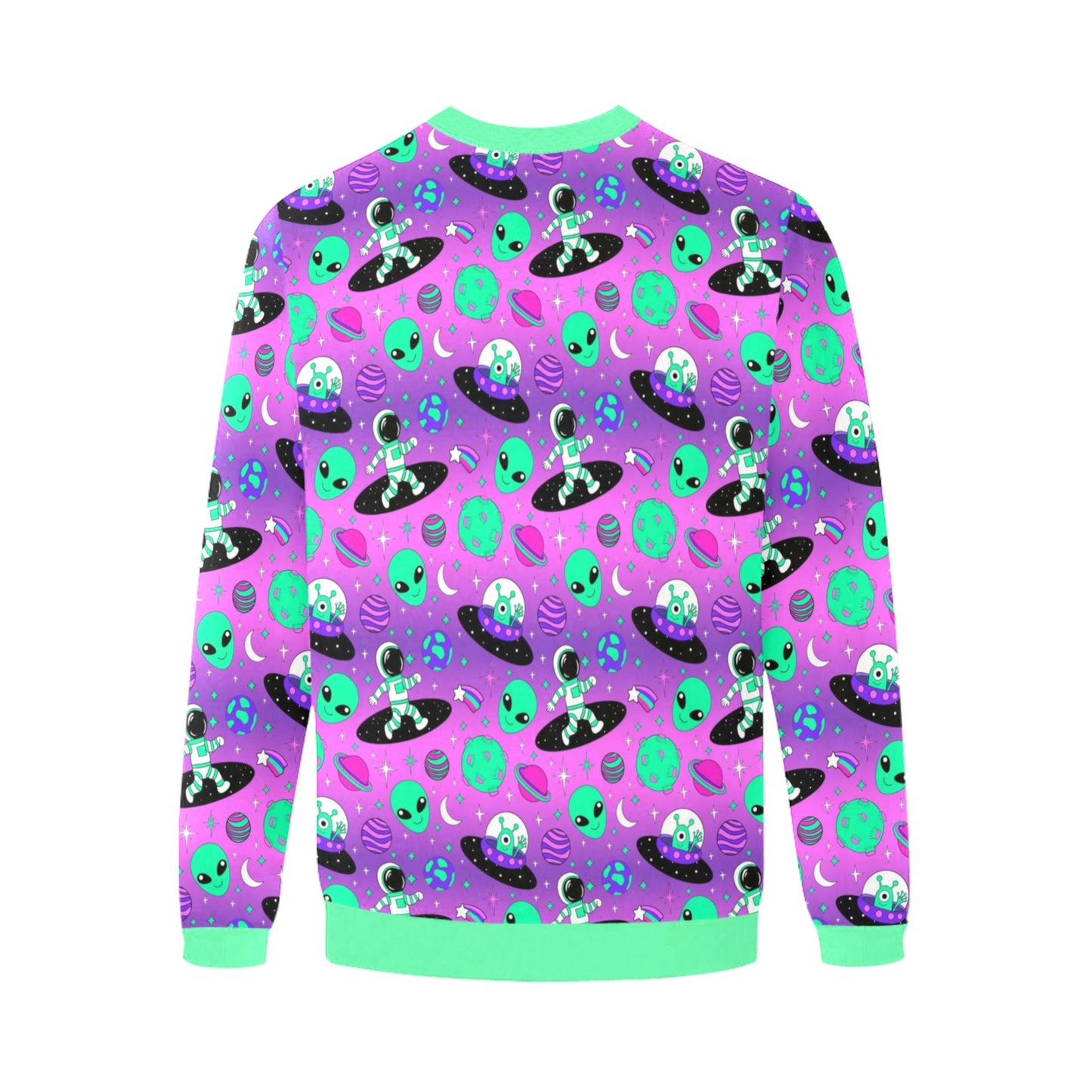 Harajuku alien Kidcore Decora Kei purple sweatshirt displayed on a white background