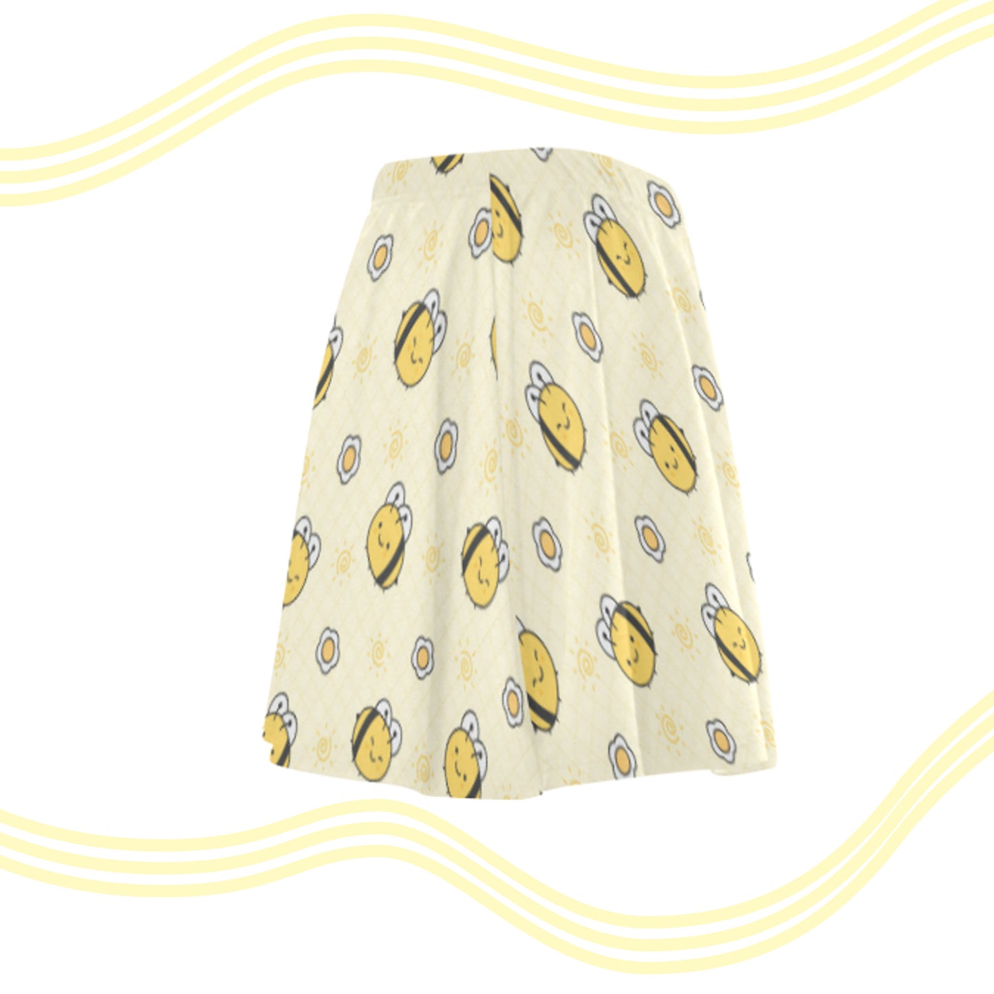 yellow pastel kawaii skirt displayed on clean white background