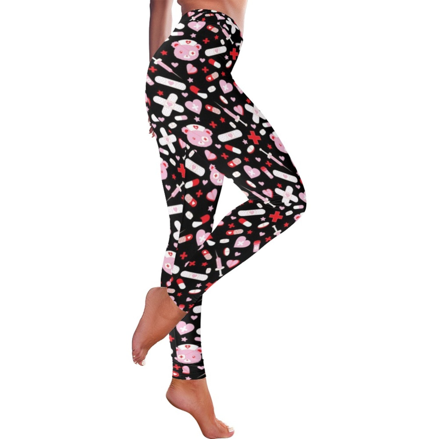 Kawaii Menhera Leggings with creepy cute design displayed on a clean white background