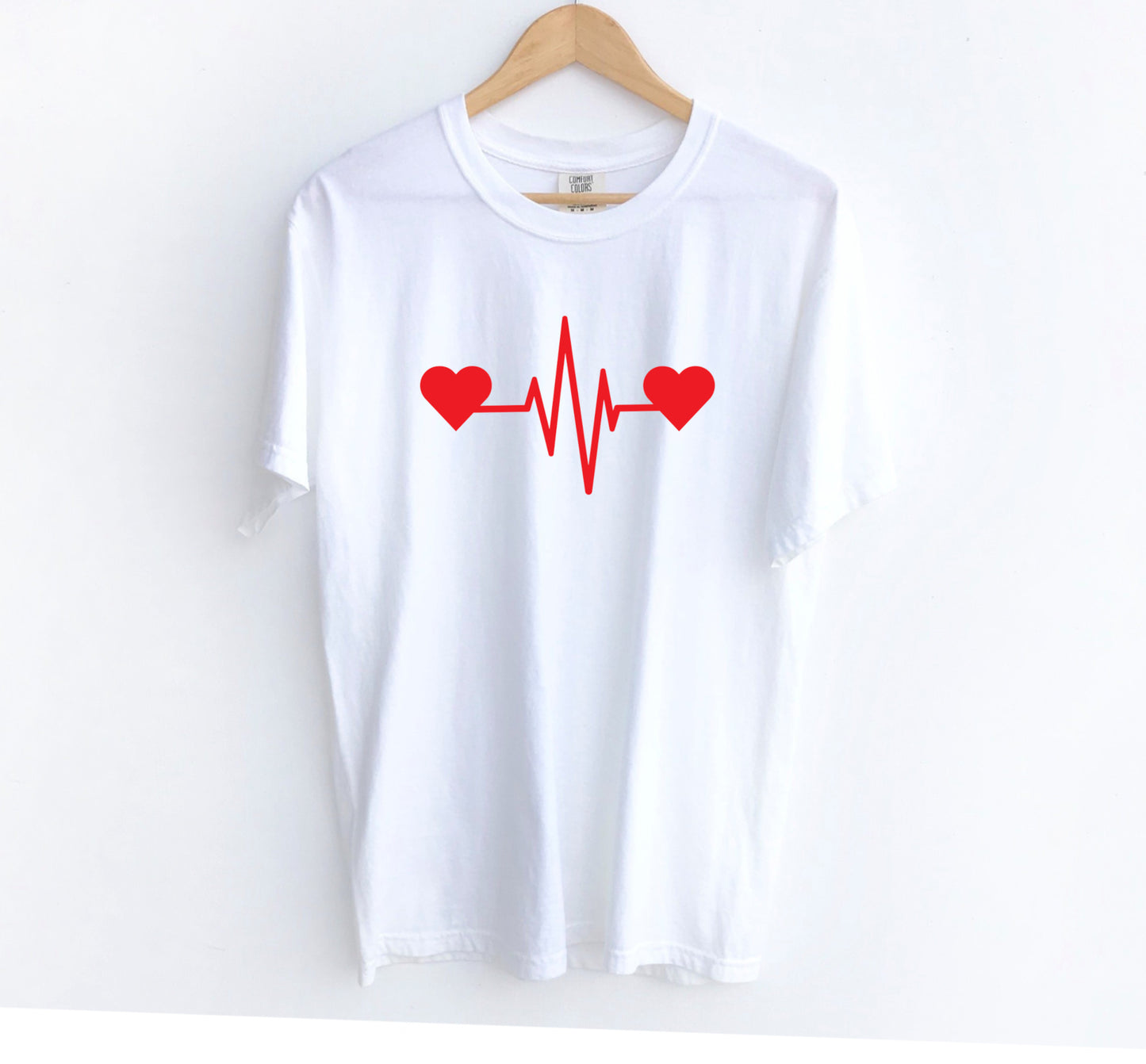 Kawaii_Menhera Kei Cute Cardio White T-shirt displayed on clean white background.