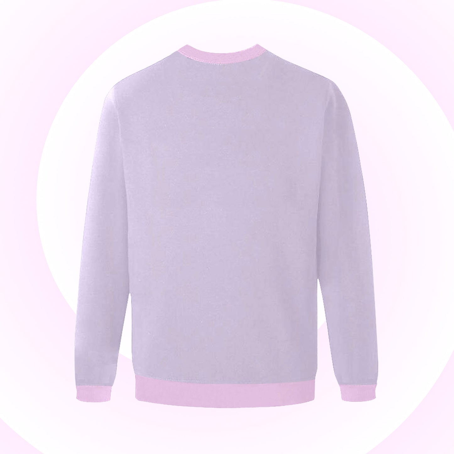 Back of purple pastel goth sweatshirt displayed on light background.