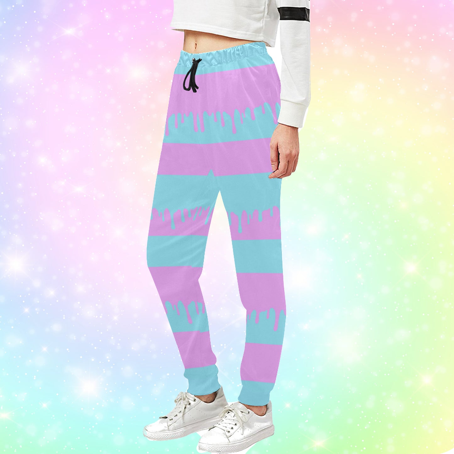 Kawaii Pastel Unisex Cute and Creepy Jogger pants on pastel background