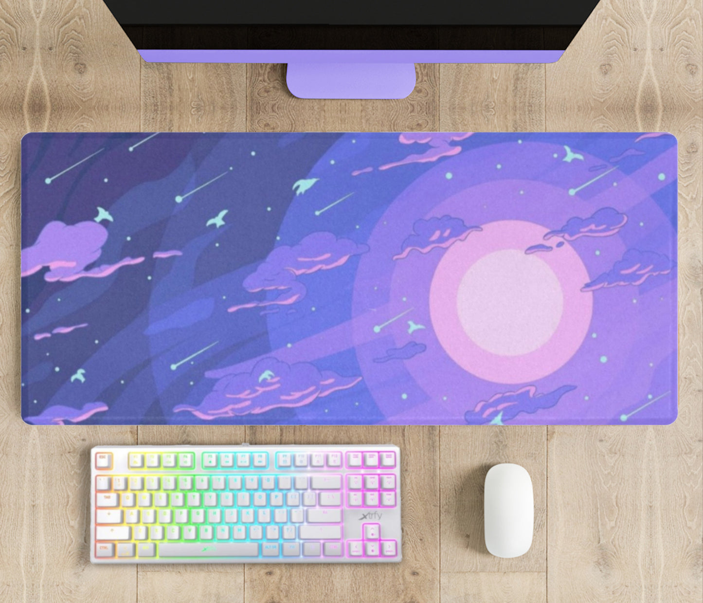 Cute and colorful desk mat perfect for kawaii-themed workspaces or gaming setups