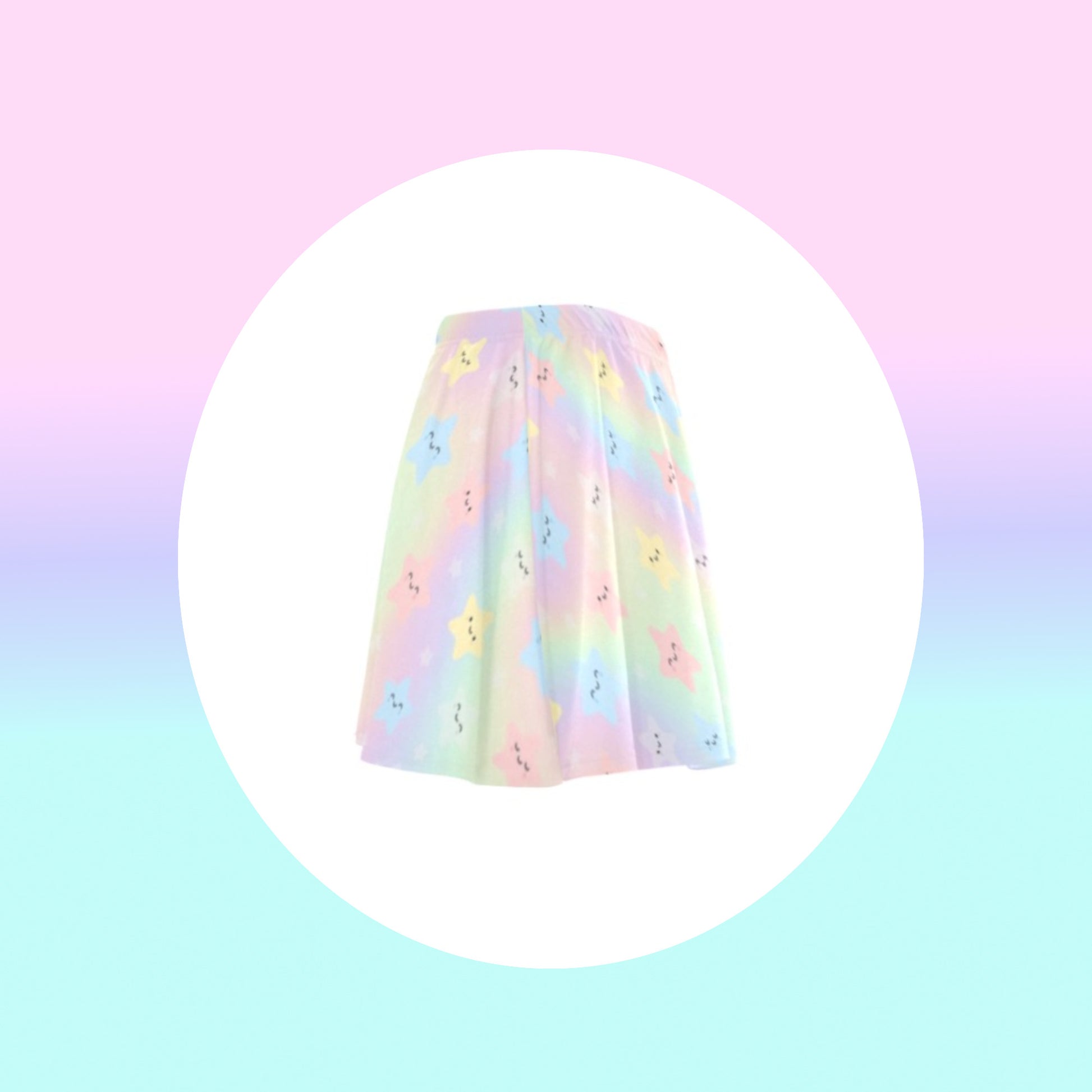 pastel kawaii  skirt displayed on e coloured background.