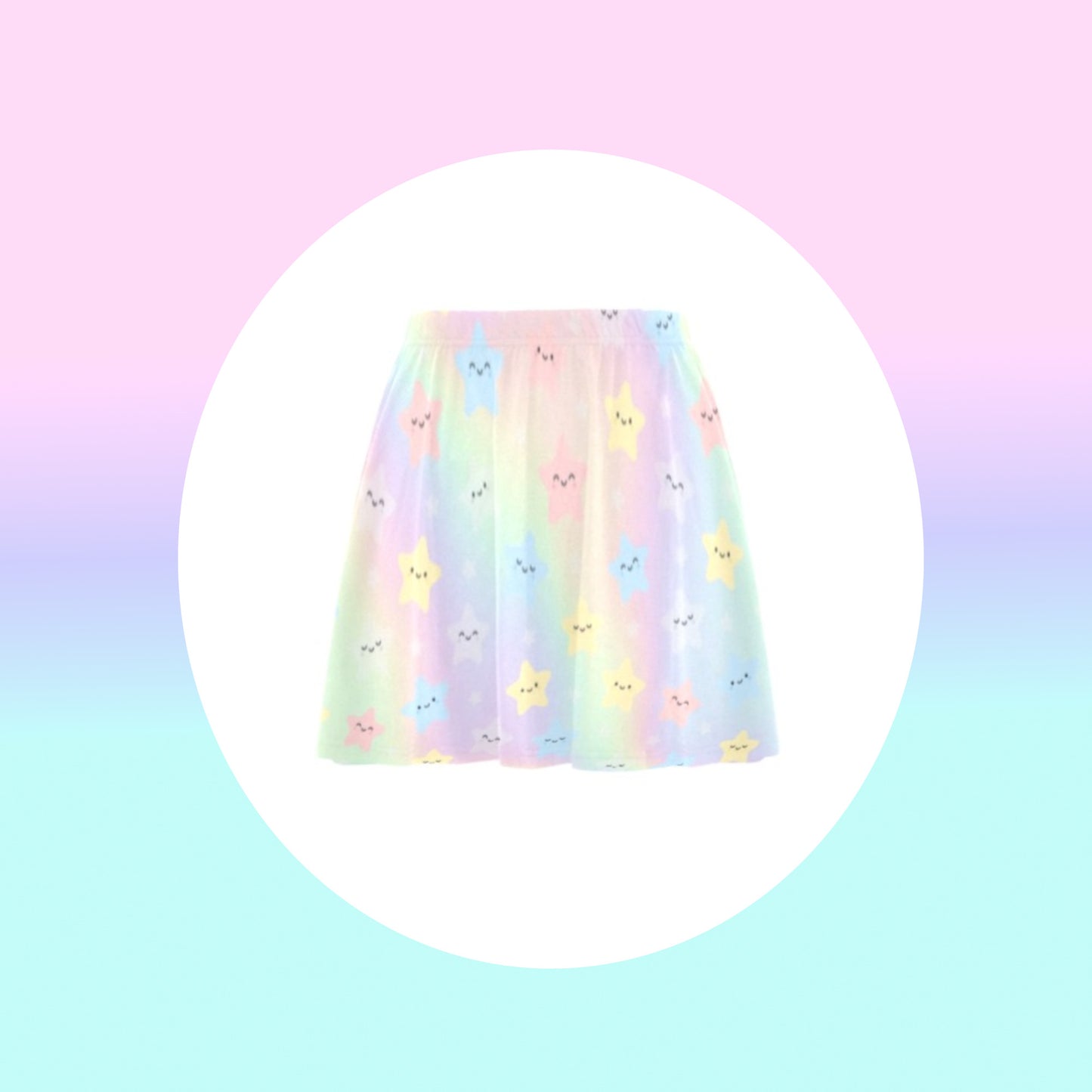 pastel kawaii skirt displayed on e coloured background.