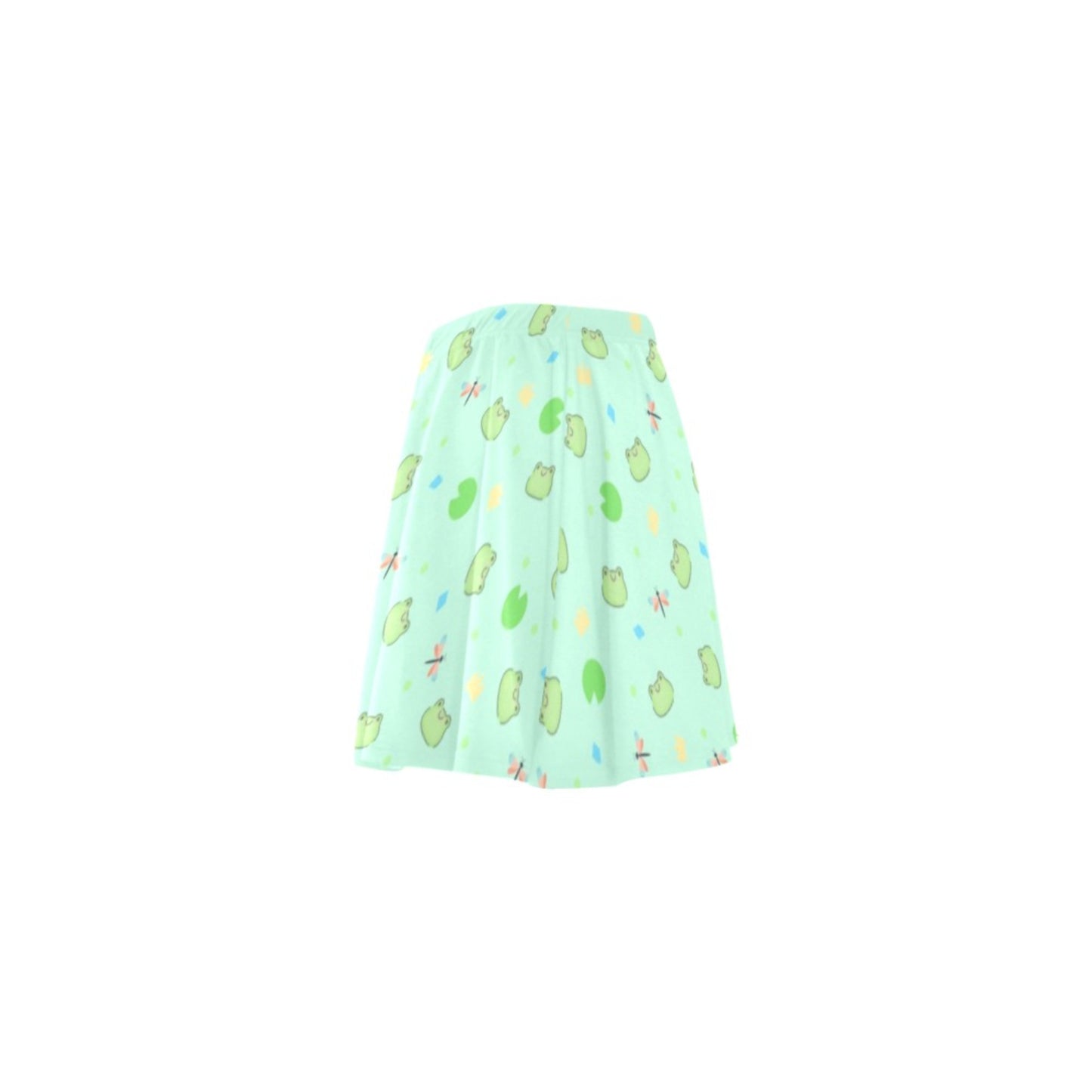 Kawaii mint frog pastel skirt displayed on clean white background.
