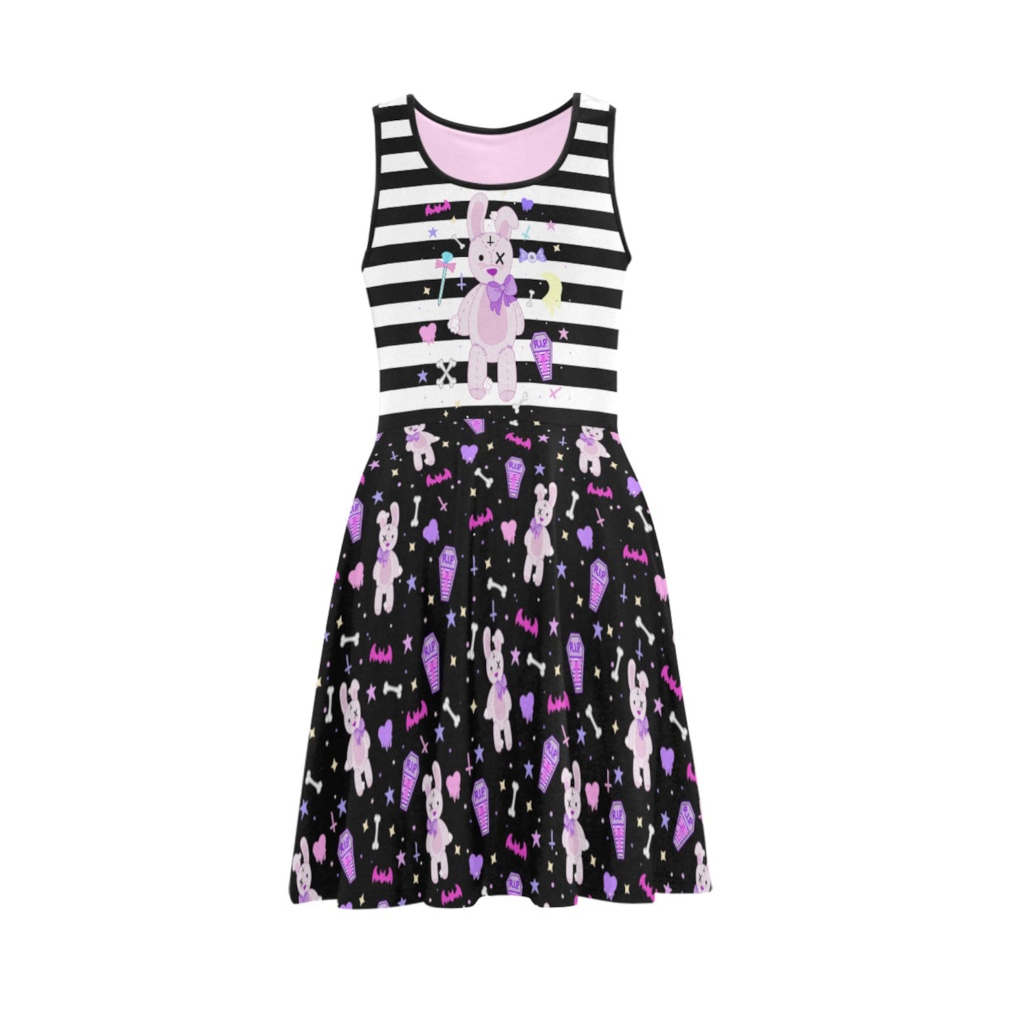 pastel goth kawaii bunny dress with a white background