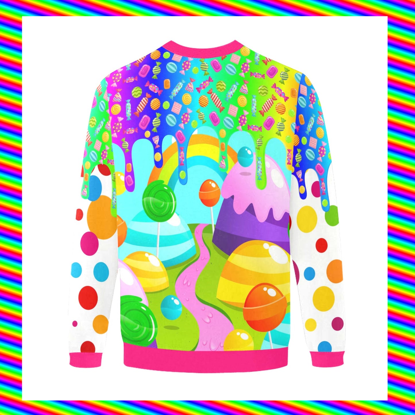 Harajuku sweatshirt with candy print on white background