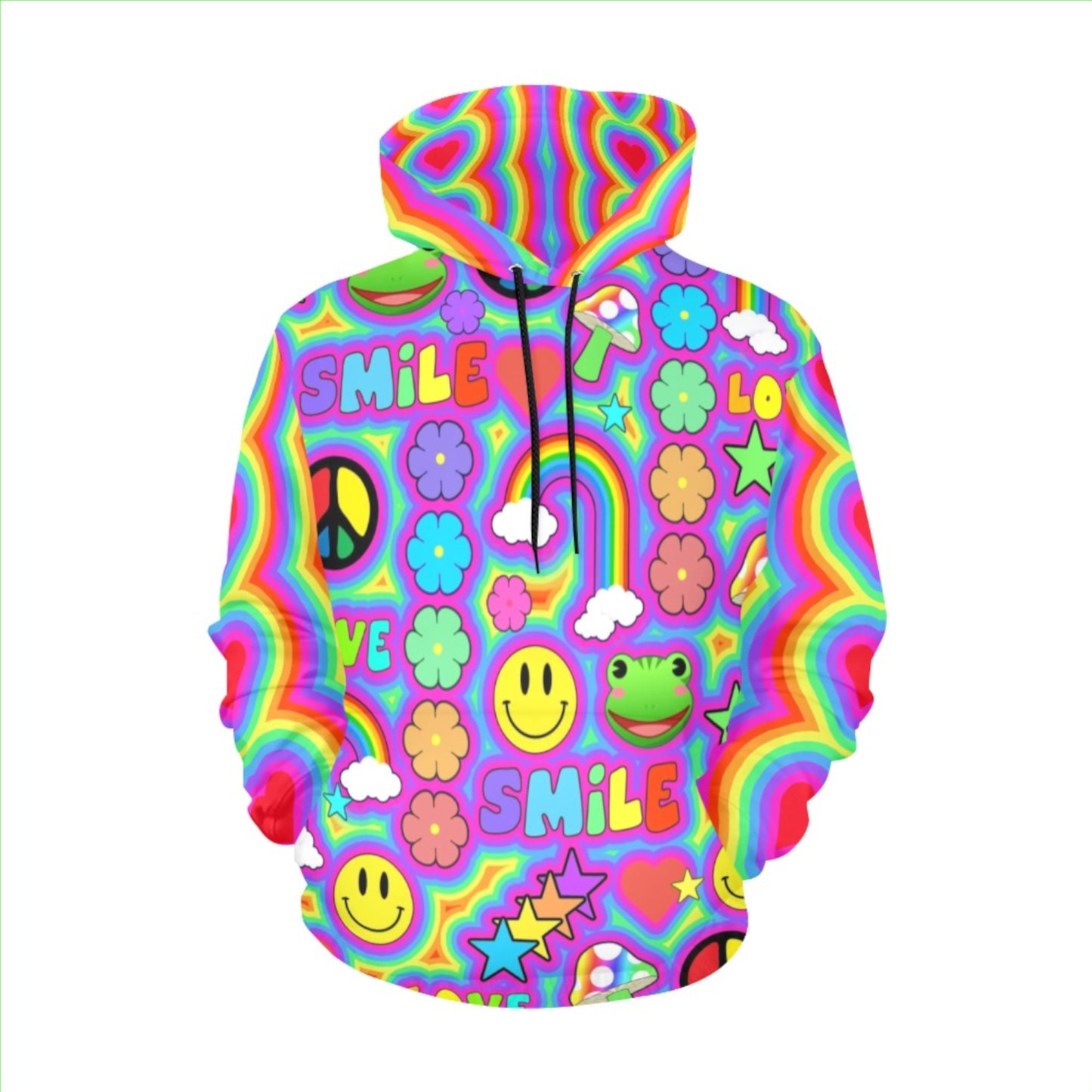 Harajuku sweatshirt hoodie with trippy print on white background