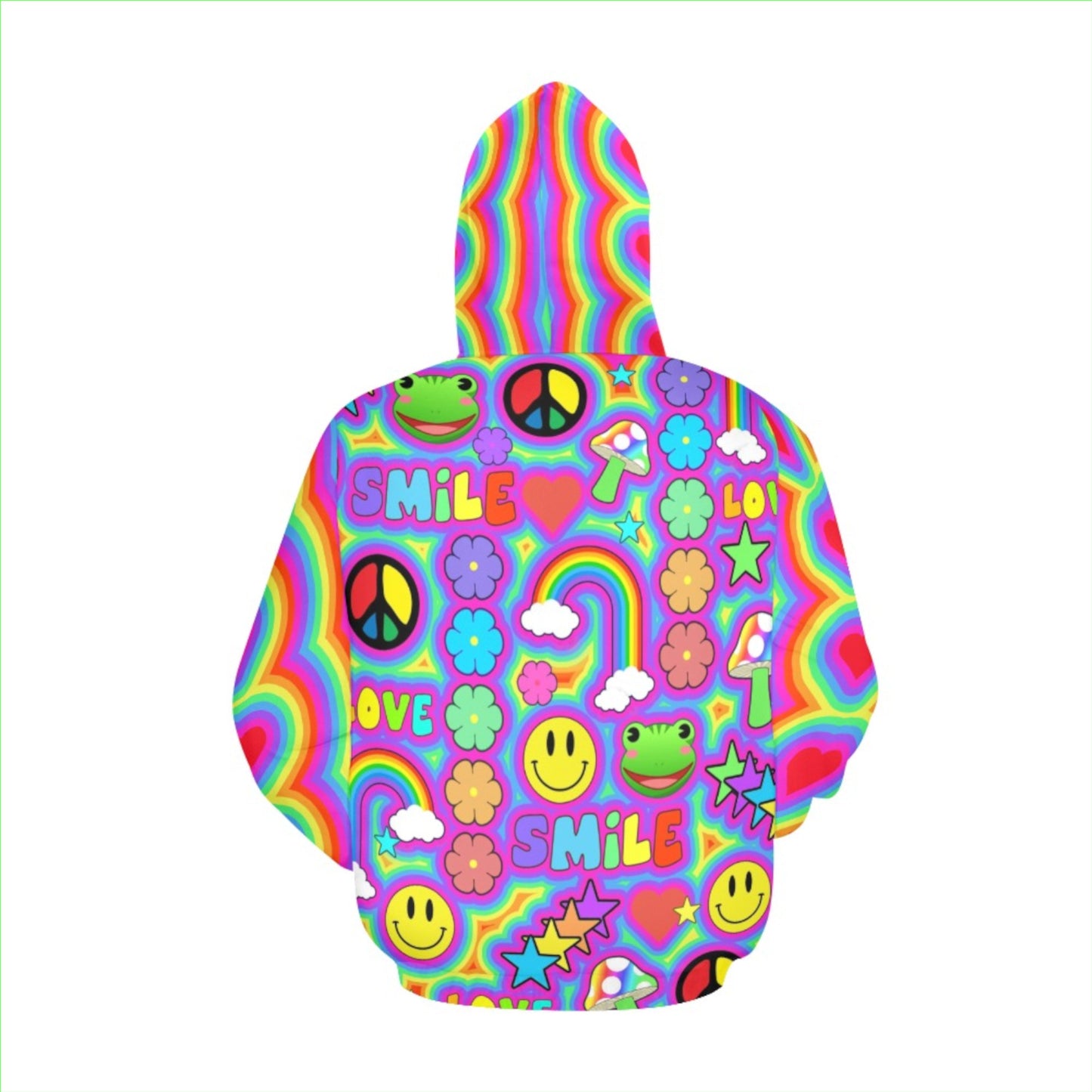 Harajuku sweatshirt hoodie with trippy print on white background