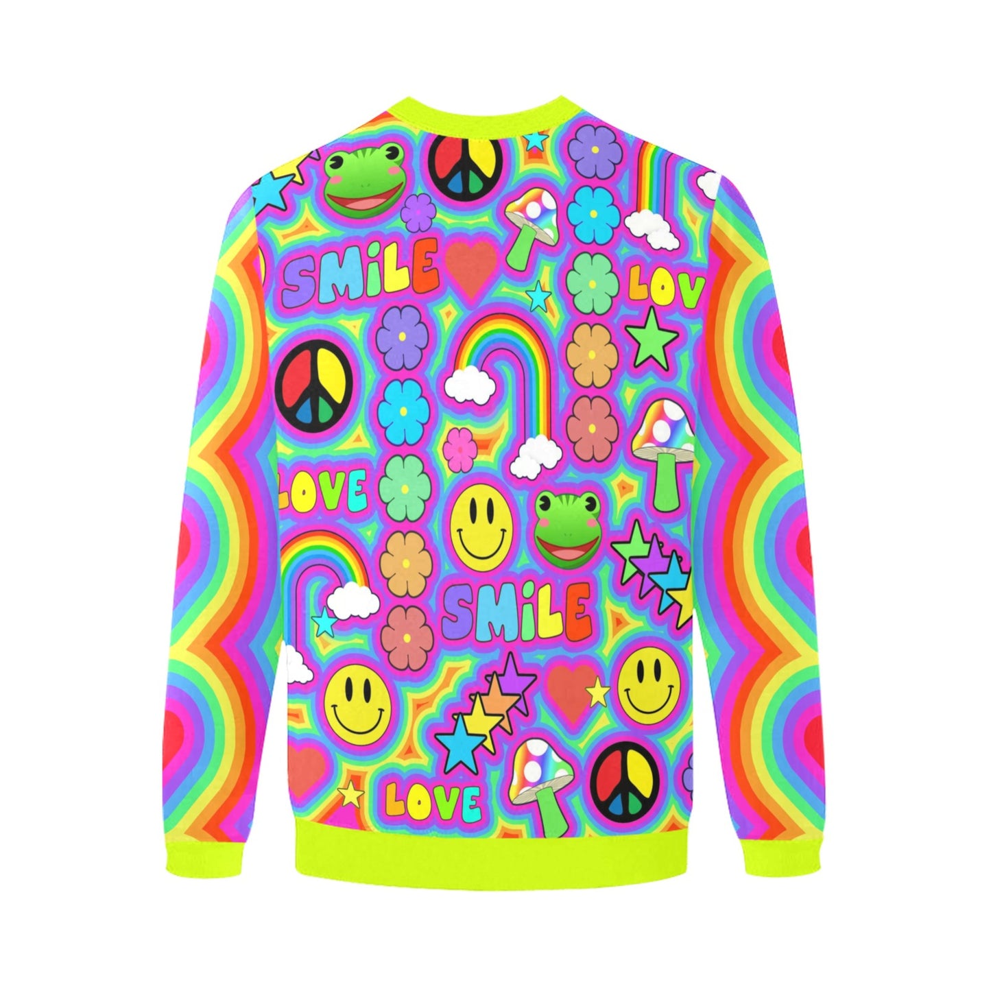 Harajuku sweatshirt with trippy print on white background