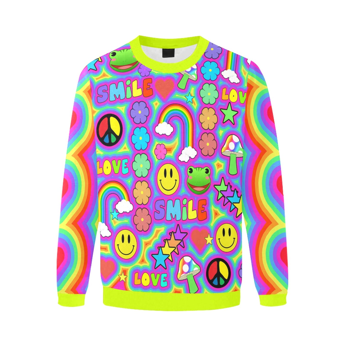Harajuku sweatshirt with trippy print on white background