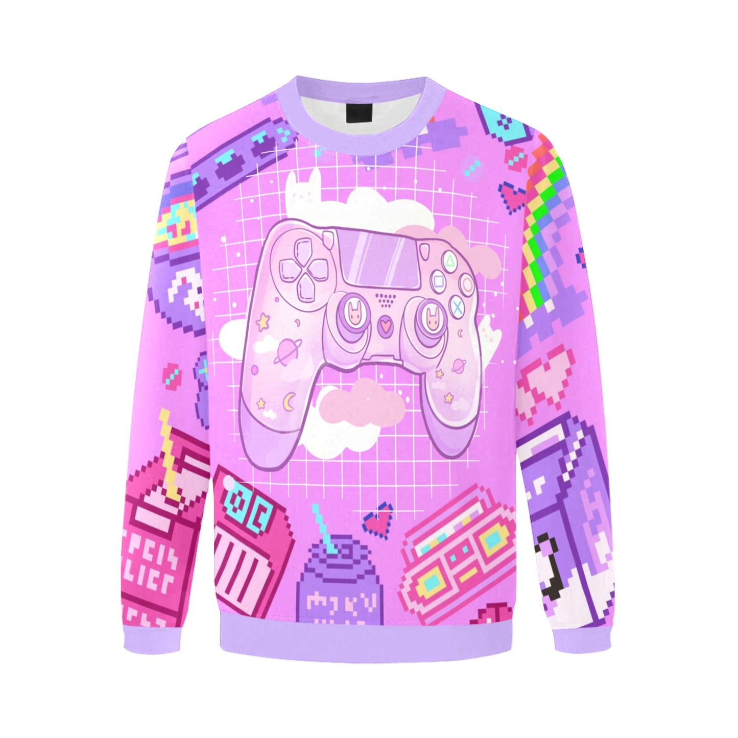 Harajuku sweatshirt with videogame controller print on white background