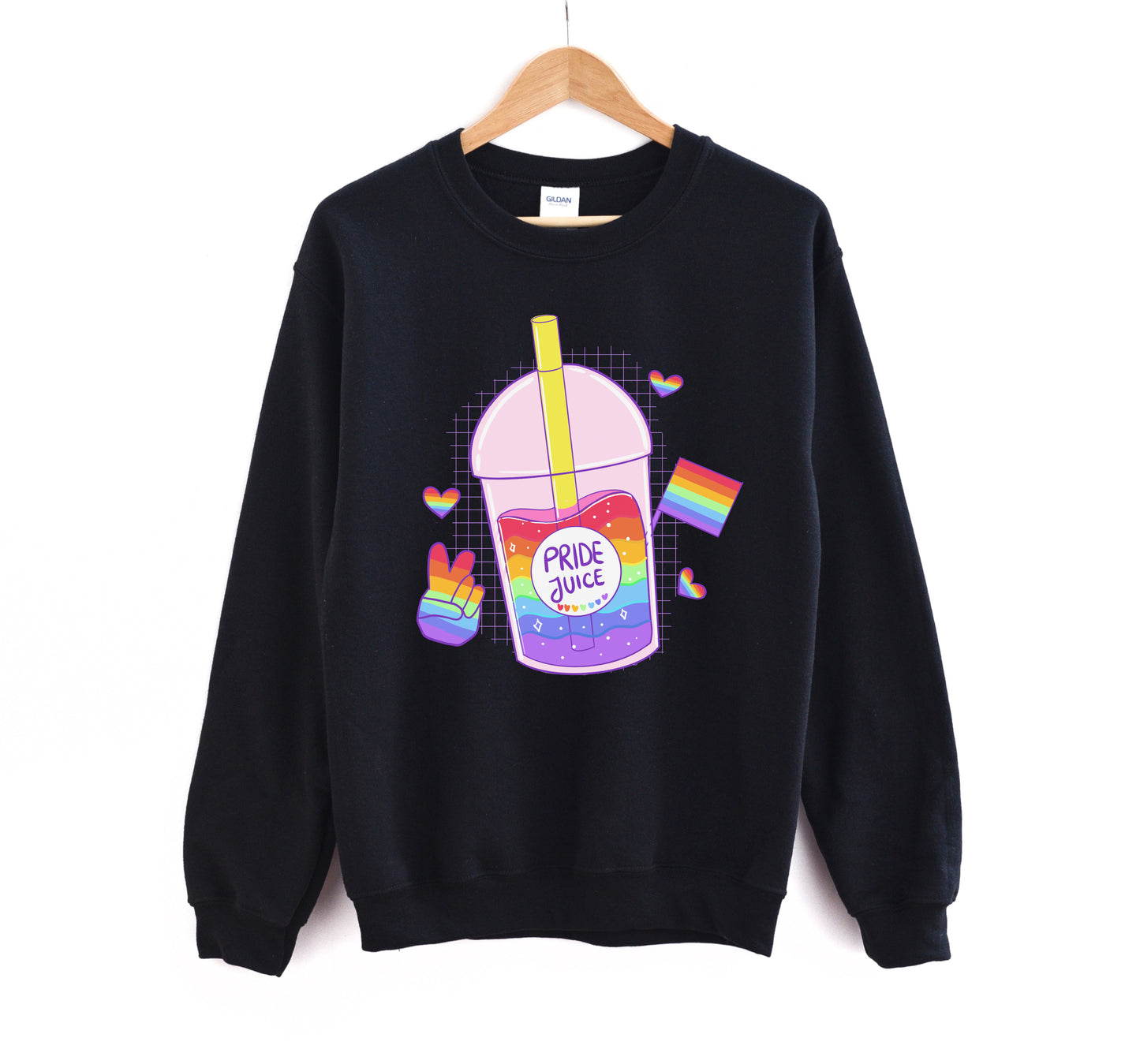 LGBT kawaii t-shirt with rainbow print on white background.