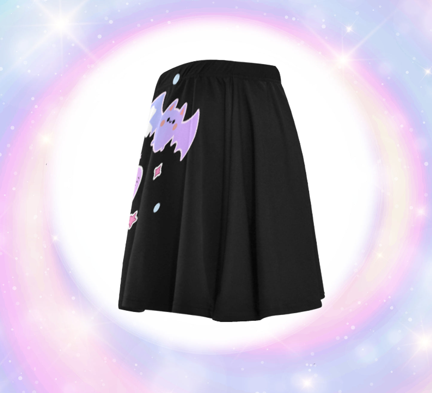 Menhera Pastel Goth black skirt displayed on a coloured background