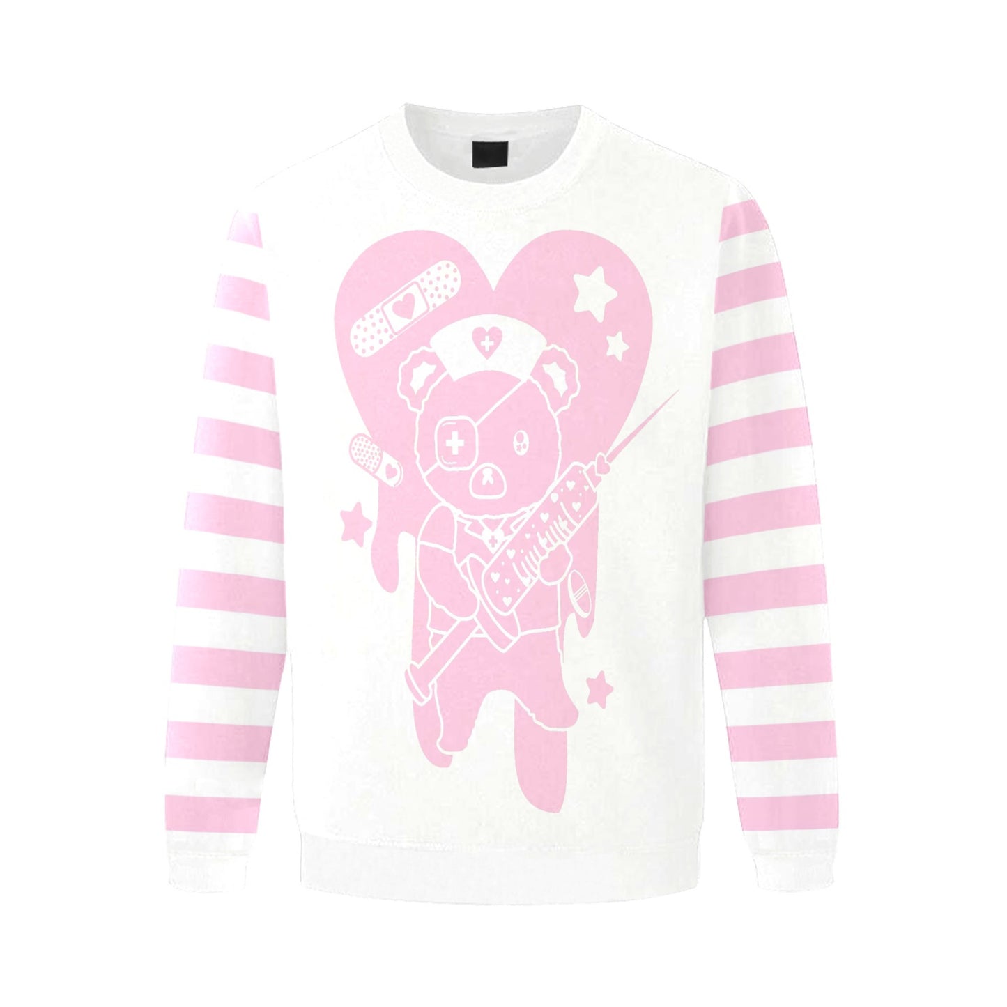 Menhera kawaii bear white sweatshirt on clean background.