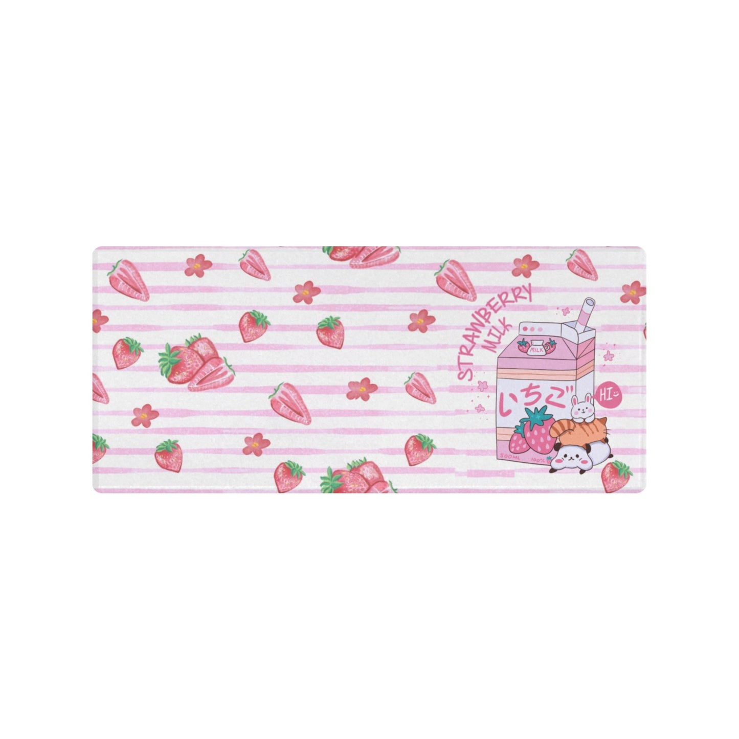 Pastel kawaii desk mat with charming motifs and cozy aesthetic