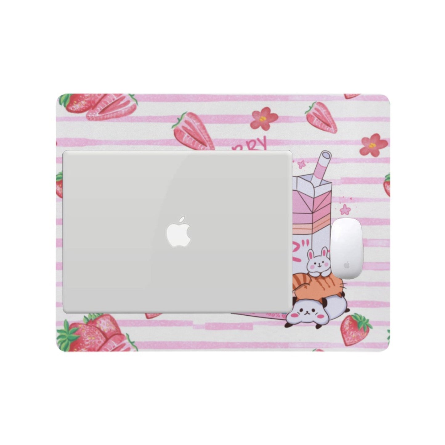Pastel kawaii desk mat with charming motifs and cozy aesthetic