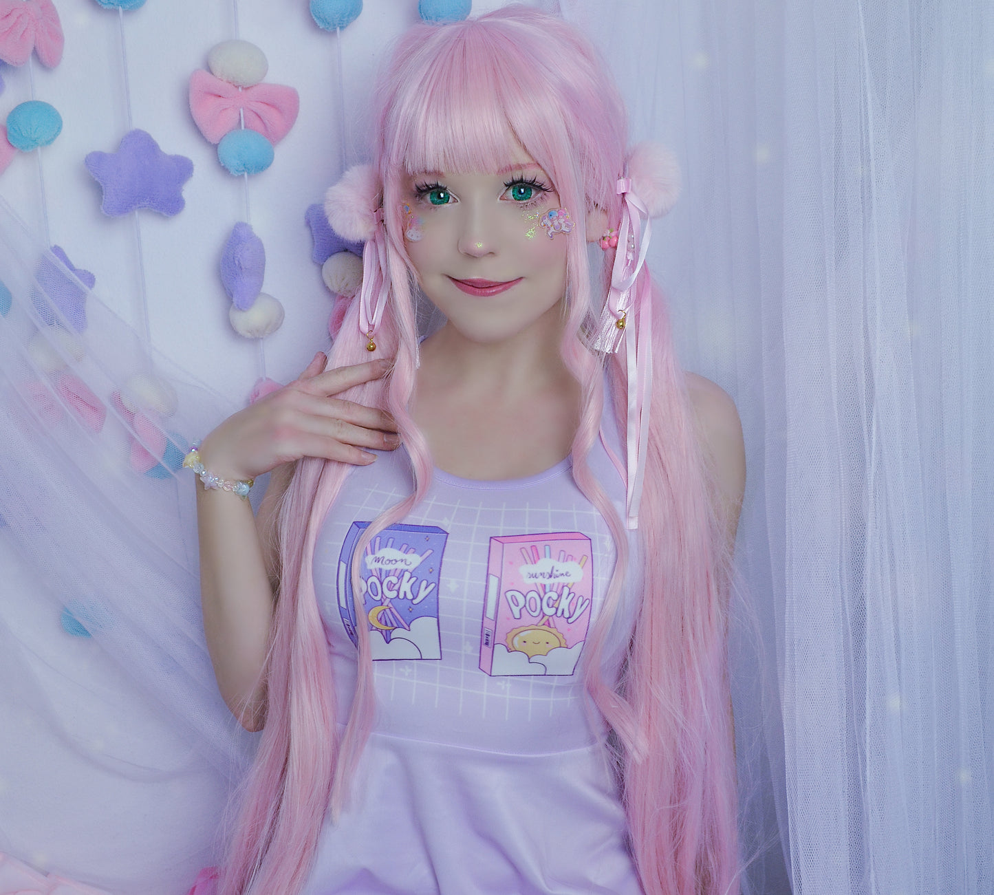 young model wearing a cute Pocky Kawaii Skater dress
