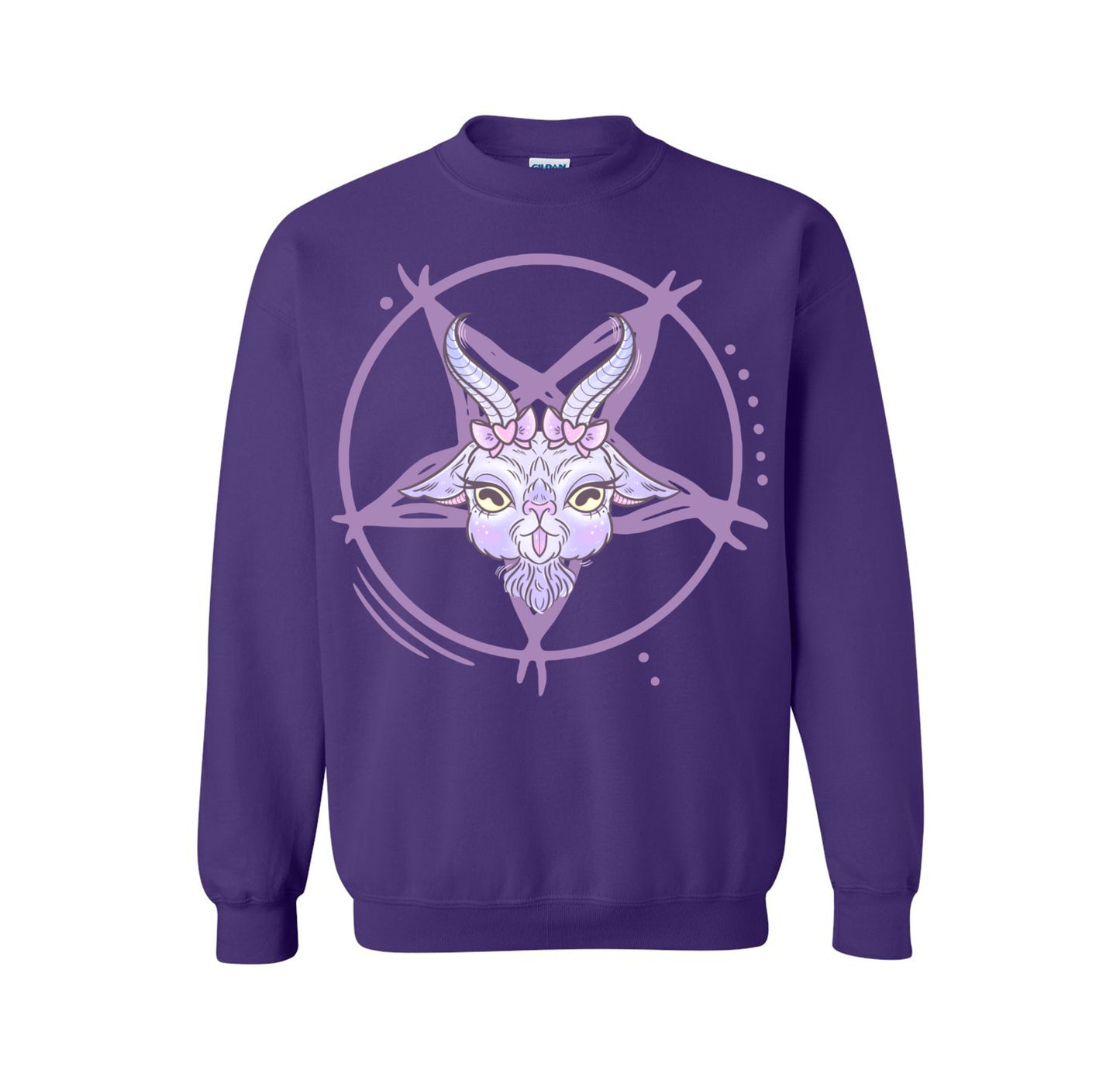 purple pastel goth sweatshirt displayed on clean white background