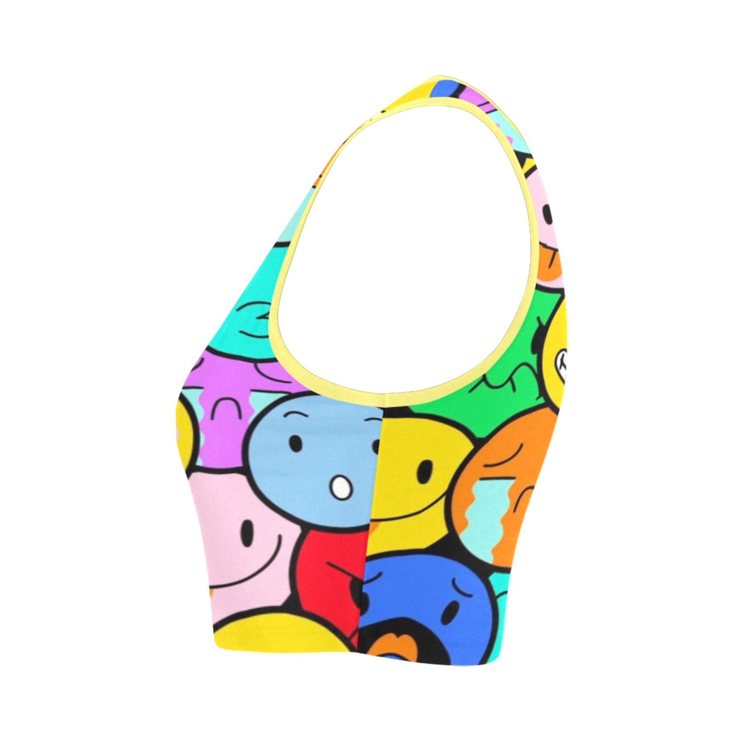 Rainbowcore Decora kei Rave smiles croptop displayed on a white background