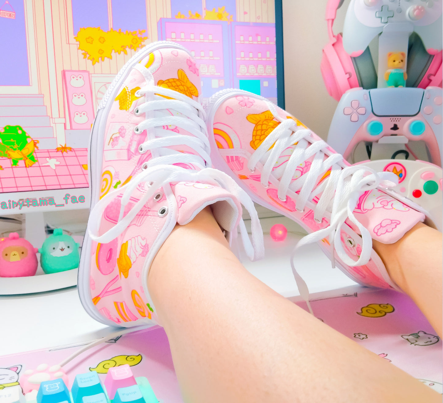 Young girl wearing stylish, cute shoes with a playful design