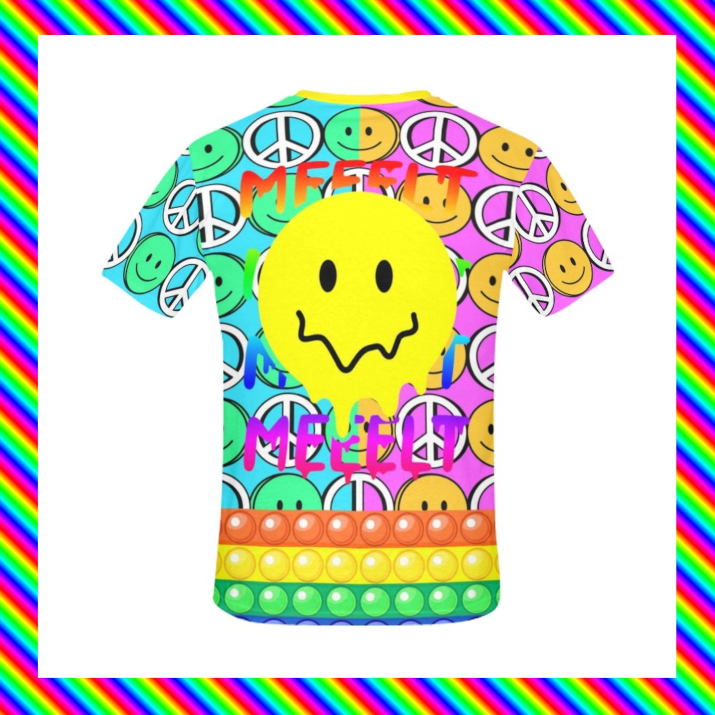 Harajuku Kidcore rainbowcore smile t-shirt displayed on clean white background