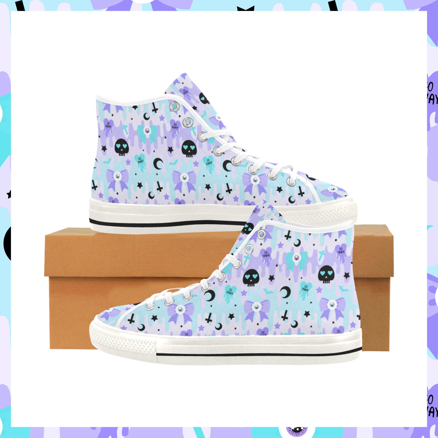 Cute Yami Kawaii Skull Sneakers on a white background