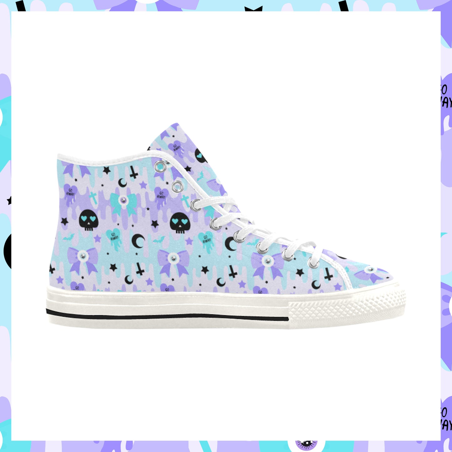 Cute Yami Kawaii Skull Sneakers on a white background